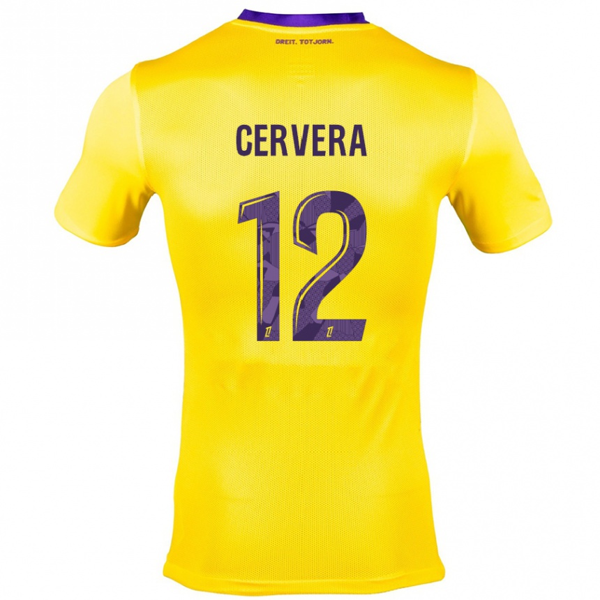 Niño Fútbol Camiseta Laurianne Cervera #12 Amarillo Morado 2ª Equipación 2024/25