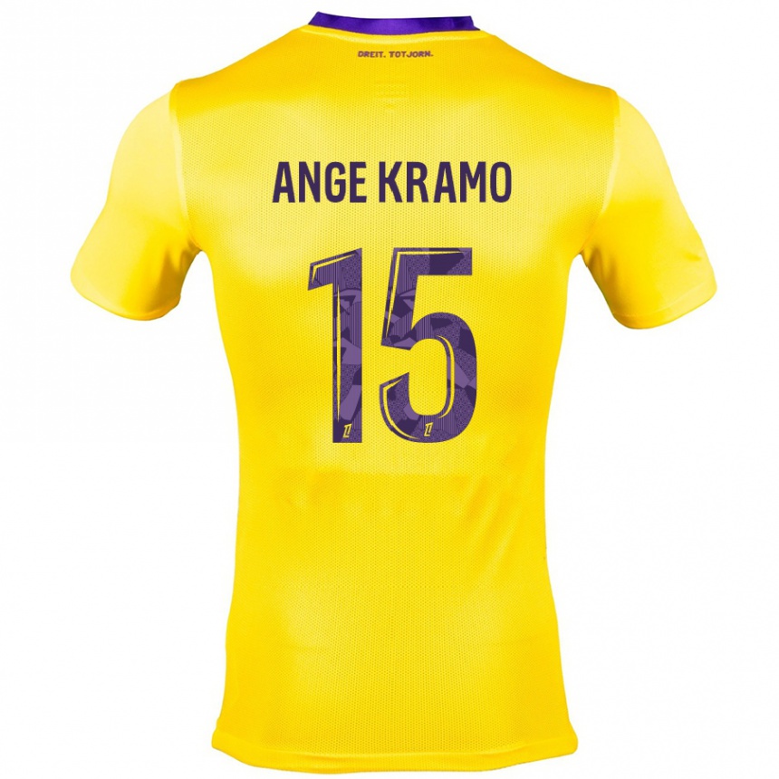 Niño Fútbol Camiseta Marie Ange Kramo #15 Amarillo Morado 2ª Equipación 2024/25