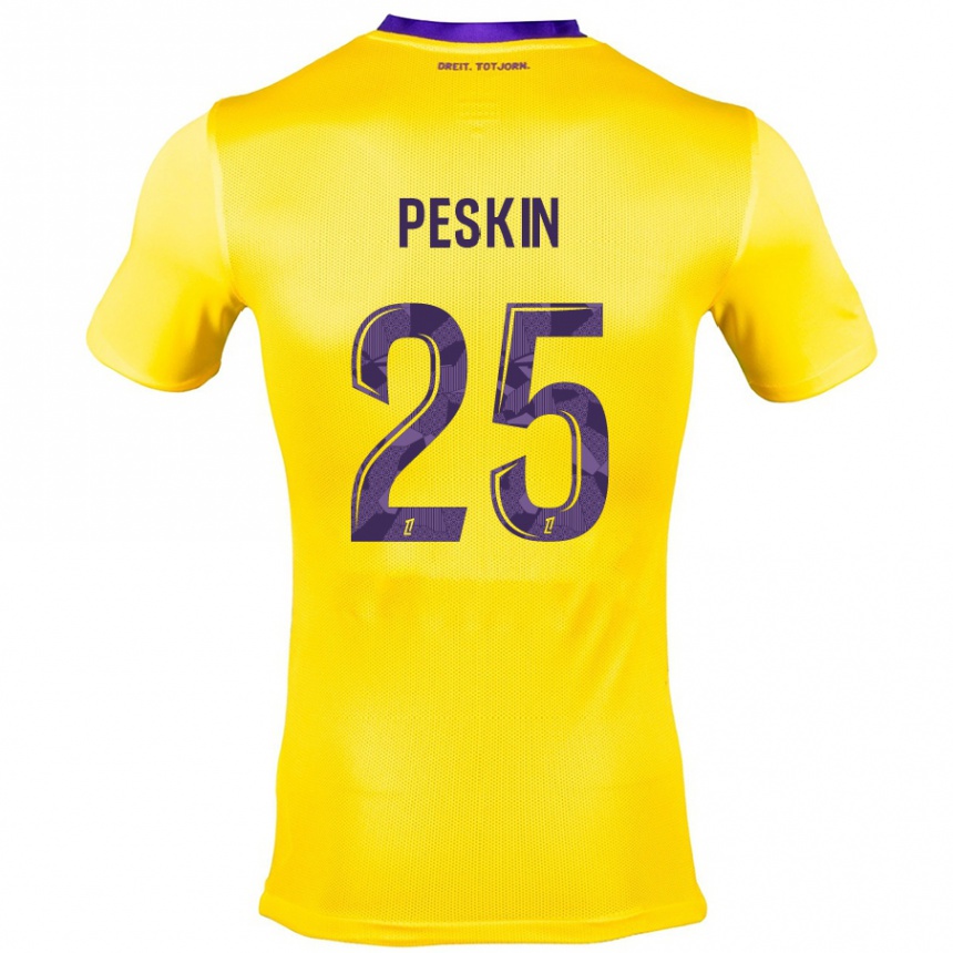 Niño Fútbol Camiseta Kelso Peskin #25 Amarillo Morado 2ª Equipación 2024/25