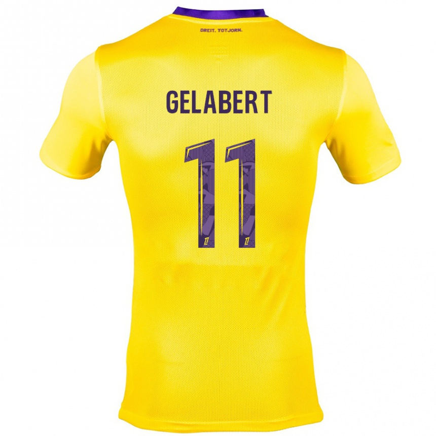 Niño Fútbol Camiseta César Gelabert #11 Amarillo Morado 2ª Equipación 2024/25