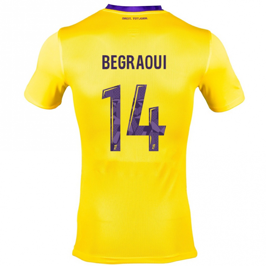 Niño Fútbol Camiseta Yanis Begraoui #14 Amarillo Morado 2ª Equipación 2024/25