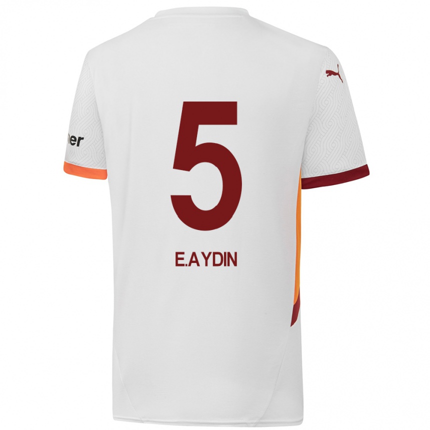 Niño Fútbol Camiseta Eyüp Aydin #5 Blanco Amarillo Rojo 2ª Equipación 2024/25