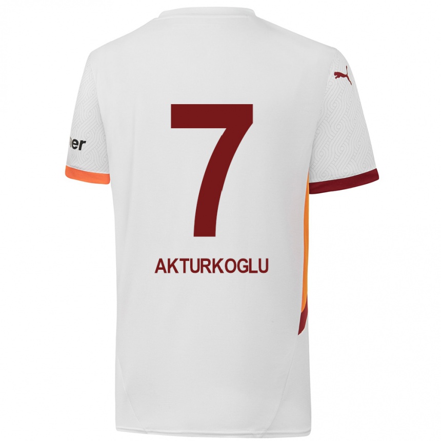 Niño Fútbol Camiseta Kerem Aktürkoğlu #7 Blanco Amarillo Rojo 2ª Equipación 2024/25