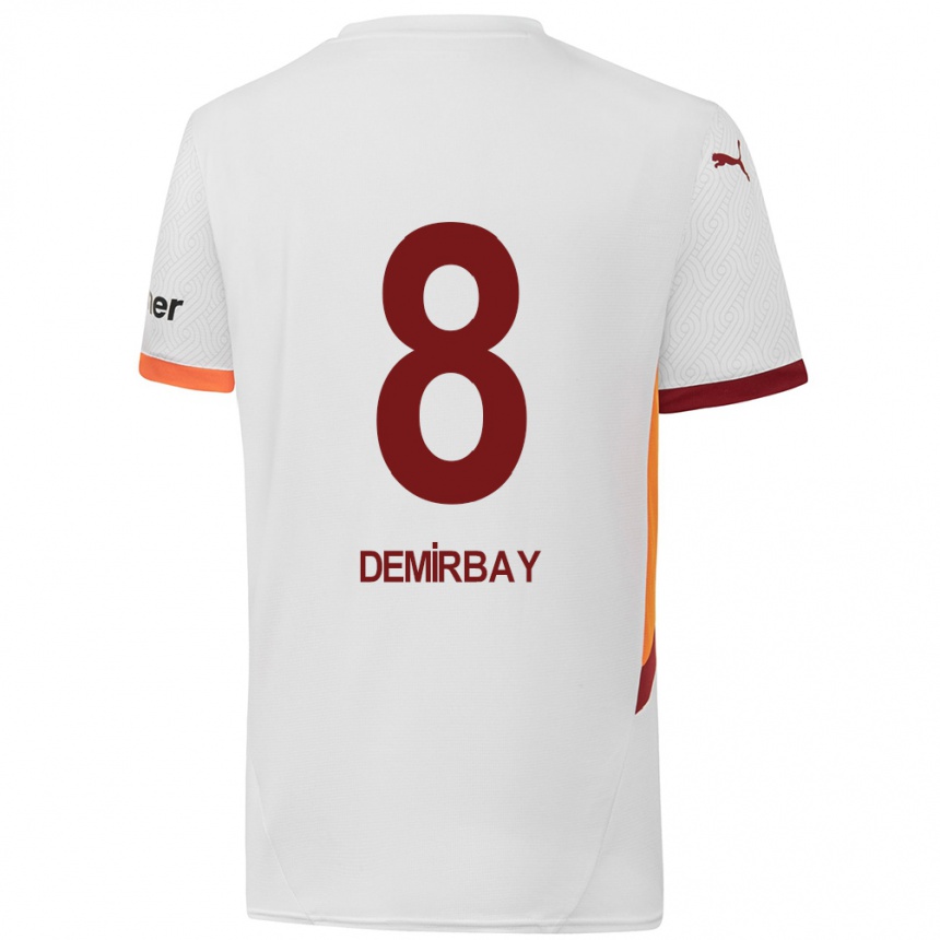 Niño Fútbol Camiseta Kerem Demirbay #8 Blanco Amarillo Rojo 2ª Equipación 2024/25