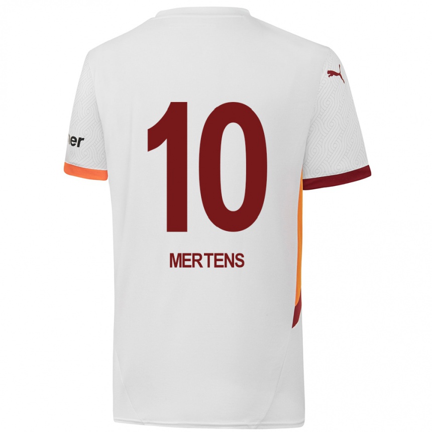 Niño Fútbol Camiseta Dries Mertens #10 Blanco Amarillo Rojo 2ª Equipación 2024/25