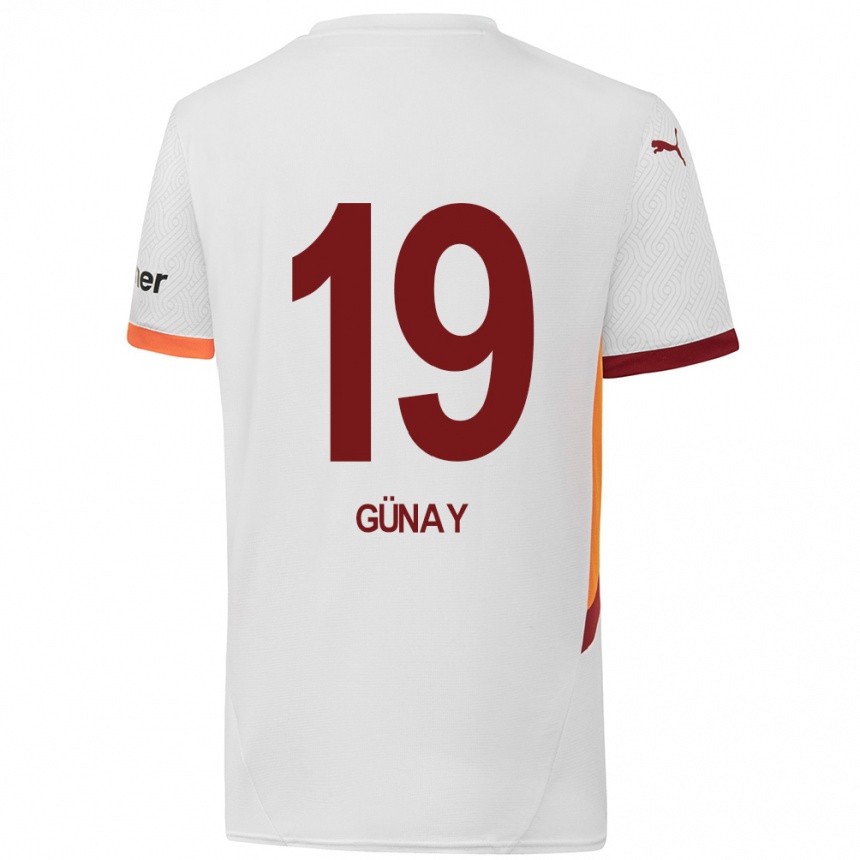 Niño Fútbol Camiseta Günay Güvenç #19 Blanco Amarillo Rojo 2ª Equipación 2024/25