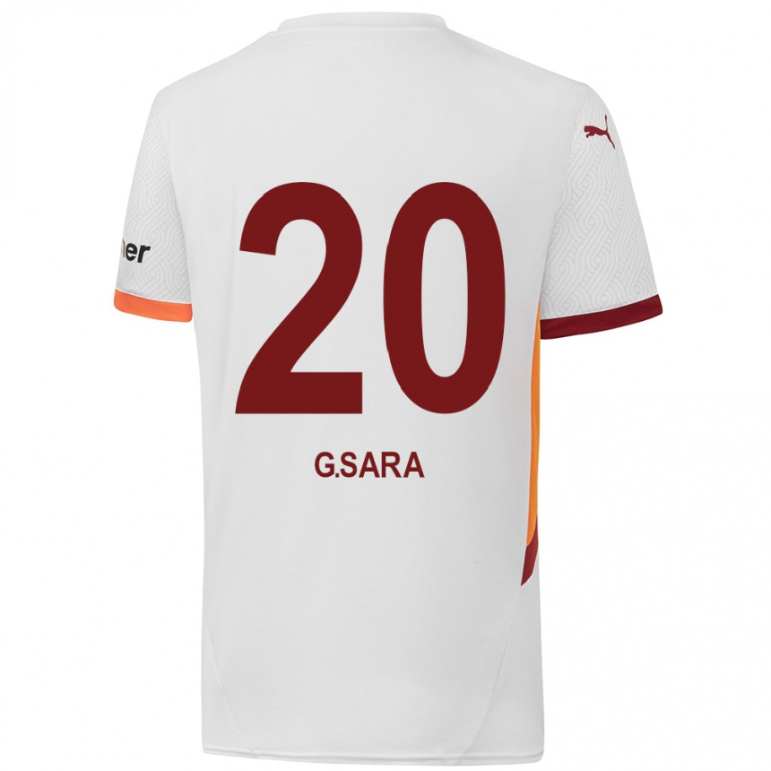 Niño Fútbol Camiseta Gabriel Sara #20 Blanco Amarillo Rojo 2ª Equipación 2024/25