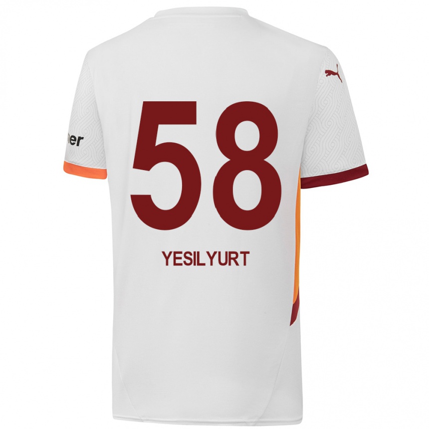 Niño Fútbol Camiseta Ali Yeşilyurt #58 Blanco Amarillo Rojo 2ª Equipación 2024/25