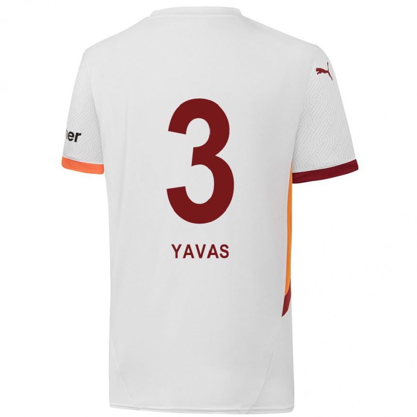 Niño Fútbol Camiseta Arda Yavas #3 Blanco Amarillo Rojo 2ª Equipación 2024/25