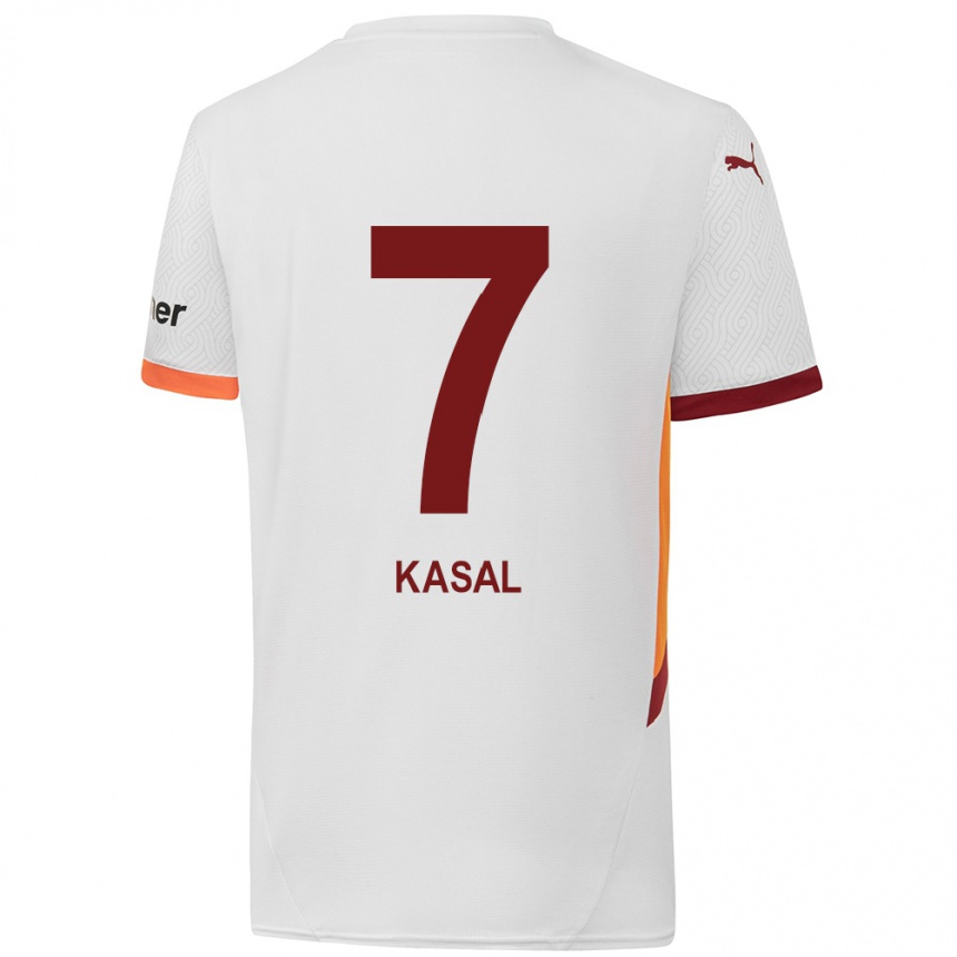 Niño Fútbol Camiseta Yasin Kasal #7 Blanco Amarillo Rojo 2ª Equipación 2024/25