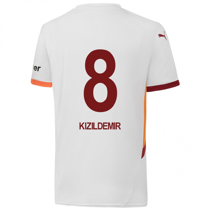 Niño Fútbol Camiseta Berk Kizildemir #8 Blanco Amarillo Rojo 2ª Equipación 2024/25