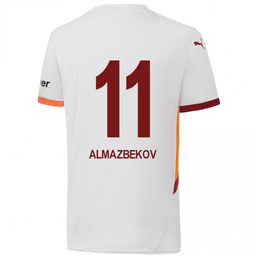 Niño Fútbol Camiseta Beknaz Almazbekov #11 Blanco Amarillo Rojo 2ª Equipación 2024/25