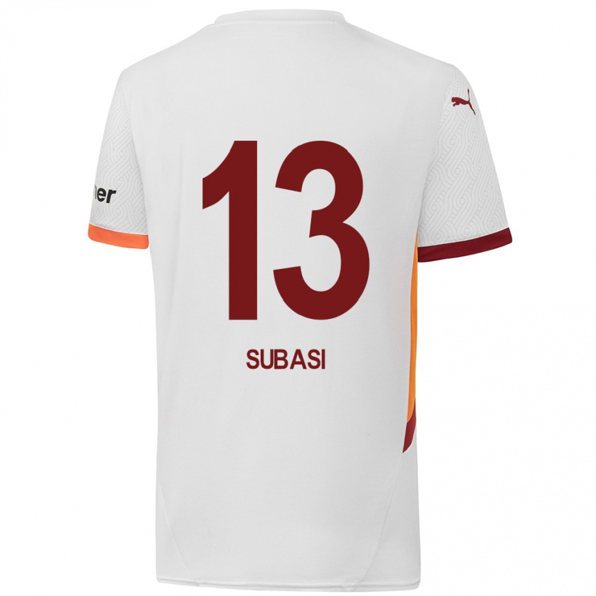 Niño Fútbol Camiseta Kadir Subasi #13 Blanco Amarillo Rojo 2ª Equipación 2024/25