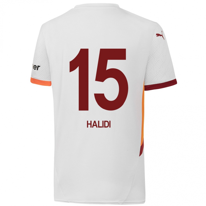 Niño Fútbol Camiseta Isa Halidi #15 Blanco Amarillo Rojo 2ª Equipación 2024/25