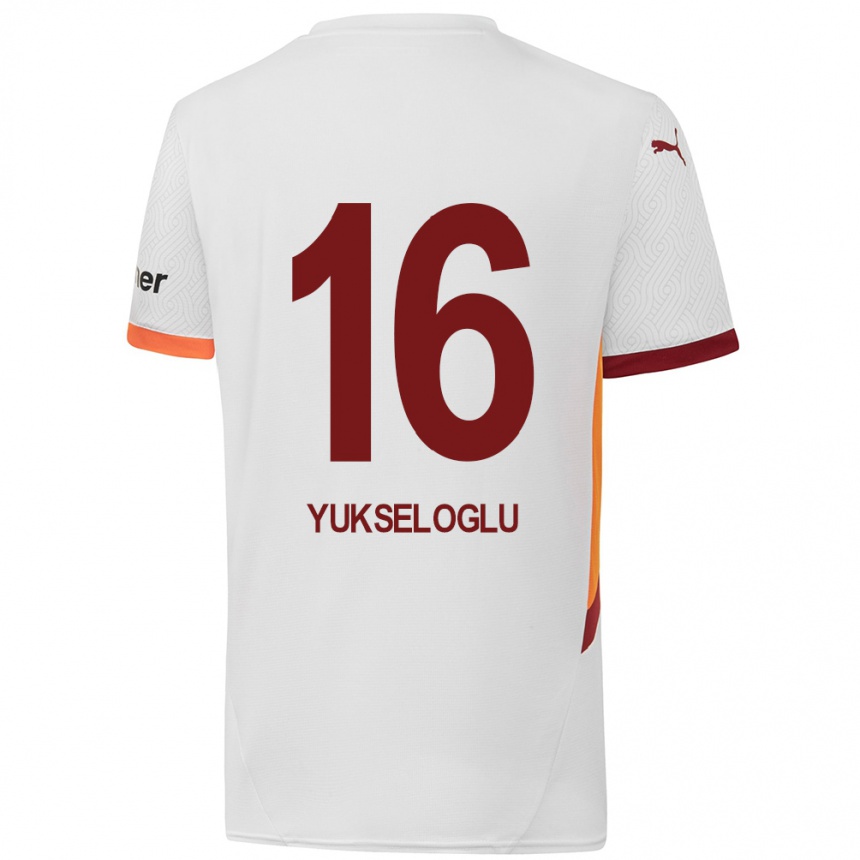 Niño Fútbol Camiseta Ayaz Yükseloğlu #16 Blanco Amarillo Rojo 2ª Equipación 2024/25