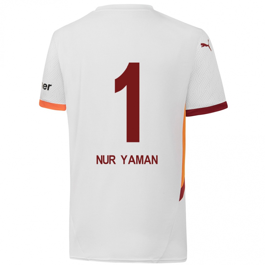 Niño Fútbol Camiseta Gamze Nur Yaman #1 Blanco Amarillo Rojo 2ª Equipación 2024/25