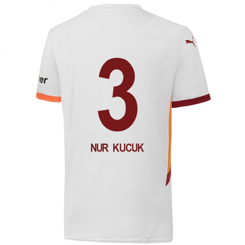 Niño Fútbol Camiseta Rabia Nur Küçük #3 Blanco Amarillo Rojo 2ª Equipación 2024/25