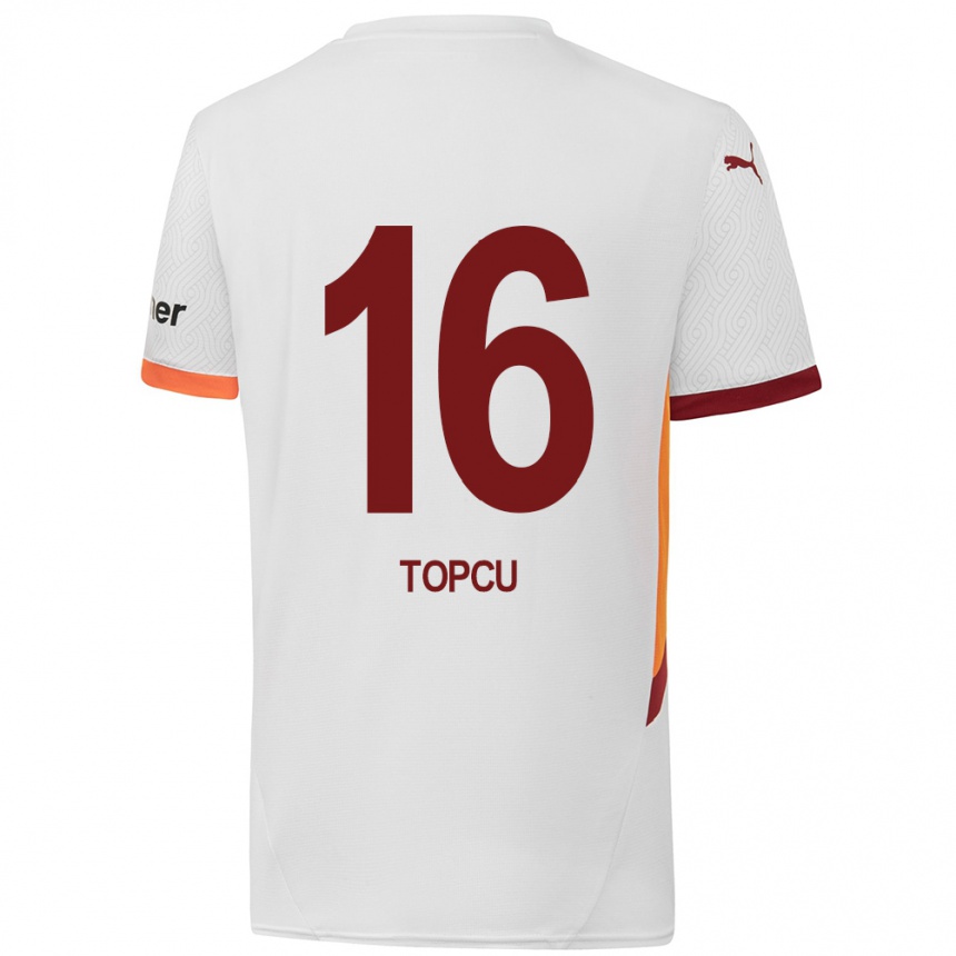 Niño Fútbol Camiseta Ebru Topçu #16 Blanco Amarillo Rojo 2ª Equipación 2024/25