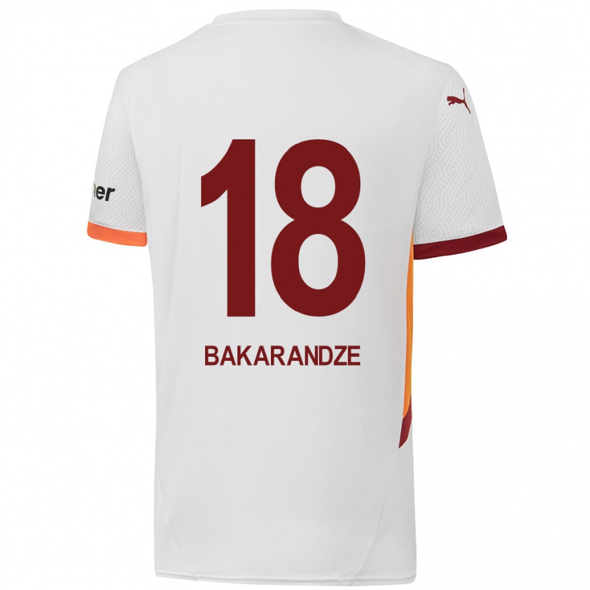 Niño Fútbol Camiseta Kristina Bakarandze #18 Blanco Amarillo Rojo 2ª Equipación 2024/25