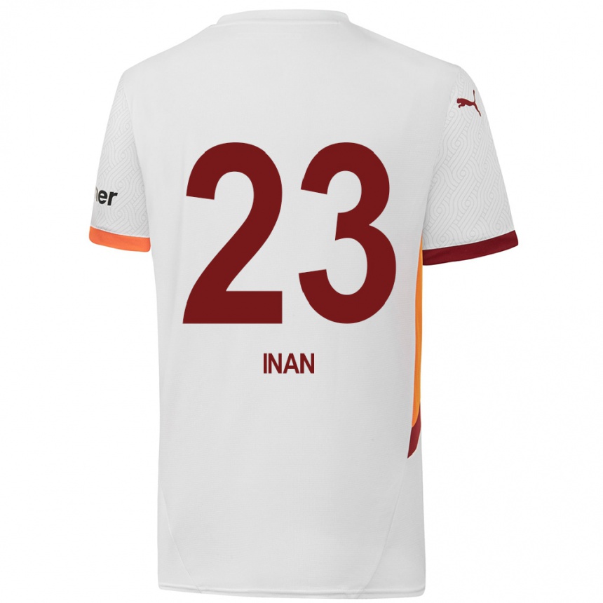 Niño Fútbol Camiseta Müge İnan #23 Blanco Amarillo Rojo 2ª Equipación 2024/25