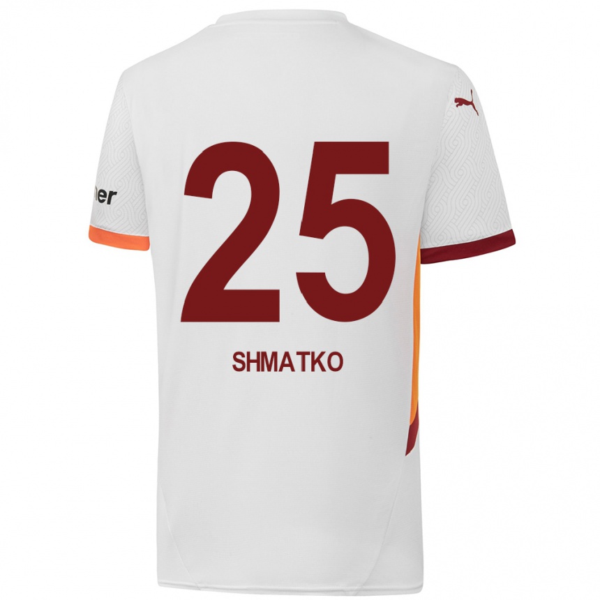 Niño Fútbol Camiseta Lyubov Shmatko #25 Blanco Amarillo Rojo 2ª Equipación 2024/25