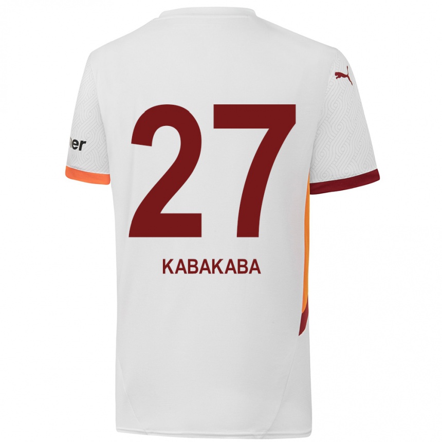 Niño Fútbol Camiseta Naomie Kabakaba #27 Blanco Amarillo Rojo 2ª Equipación 2024/25