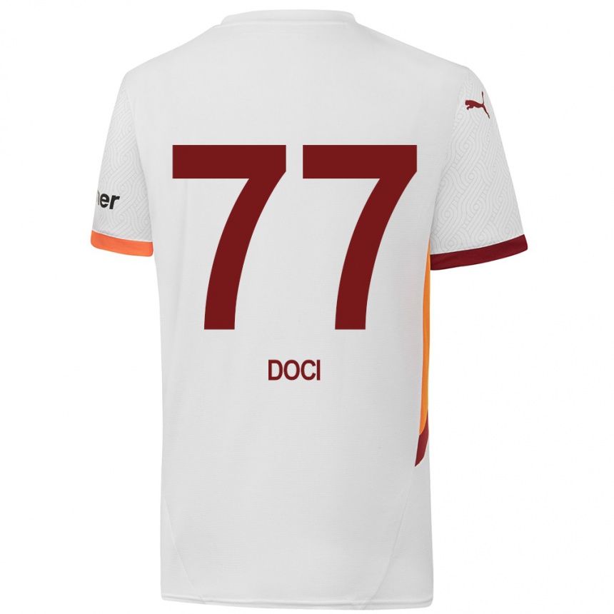 Niño Fútbol Camiseta Megi Doci #77 Blanco Amarillo Rojo 2ª Equipación 2024/25