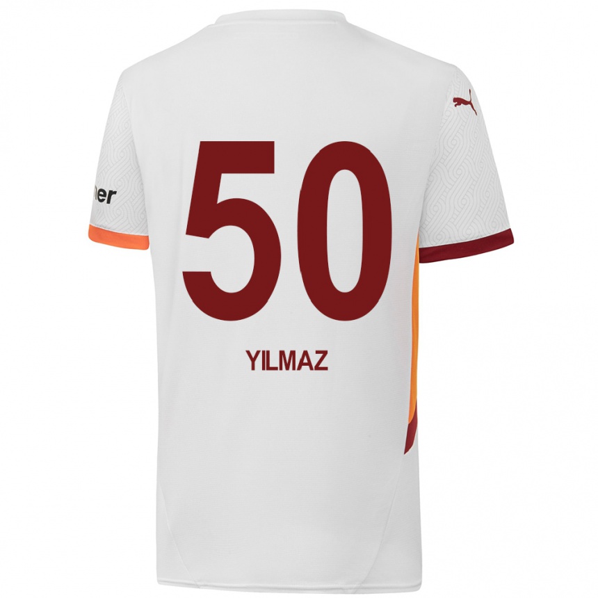 Niño Fútbol Camiseta Jankat Yılmaz #50 Blanco Amarillo Rojo 2ª Equipación 2024/25