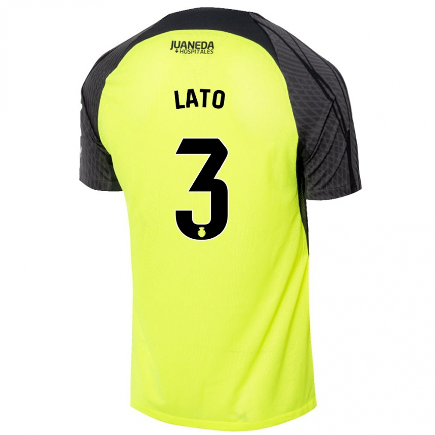 Niño Fútbol Camiseta Toni Lato #3 Verde Fluorescente Negro 2ª Equipación 2024/25