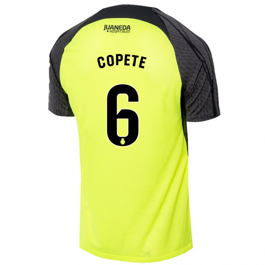 Niño Fútbol Camiseta José Copete #6 Verde Fluorescente Negro 2ª Equipación 2024/25