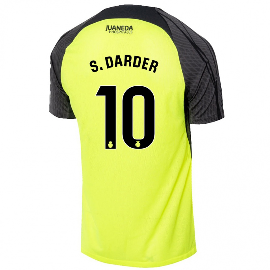 Niño Fútbol Camiseta Sergi Darder #10 Verde Fluorescente Negro 2ª Equipación 2024/25