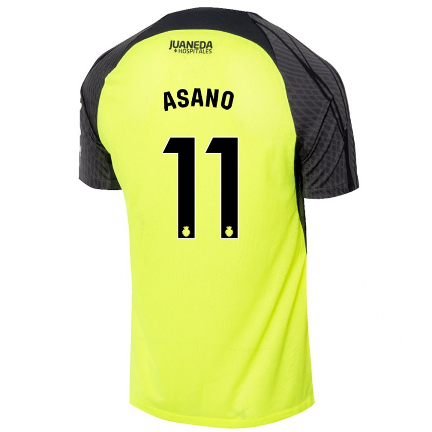 Niño Fútbol Camiseta Takuma Asano #11 Verde Fluorescente Negro 2ª Equipación 2024/25