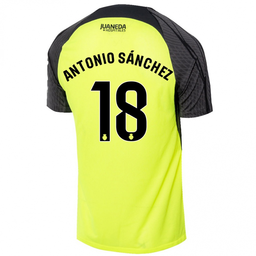 Niño Fútbol Camiseta Antonio Sánchez #18 Verde Fluorescente Negro 2ª Equipación 2024/25