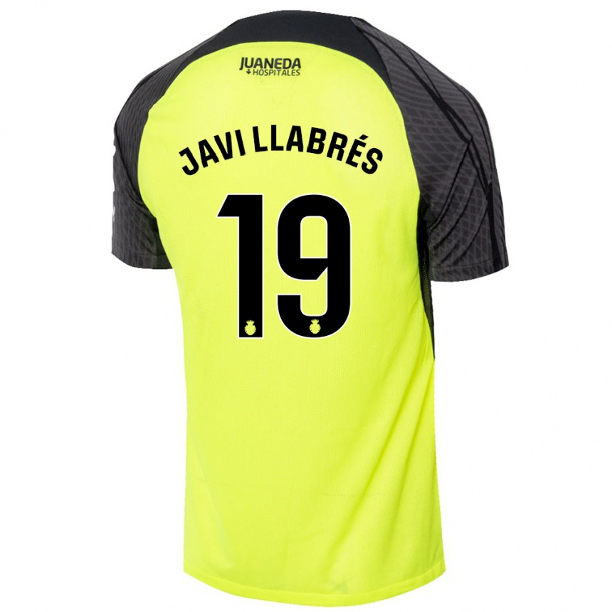 Niño Fútbol Camiseta Javi Llabrés #19 Verde Fluorescente Negro 2ª Equipación 2024/25