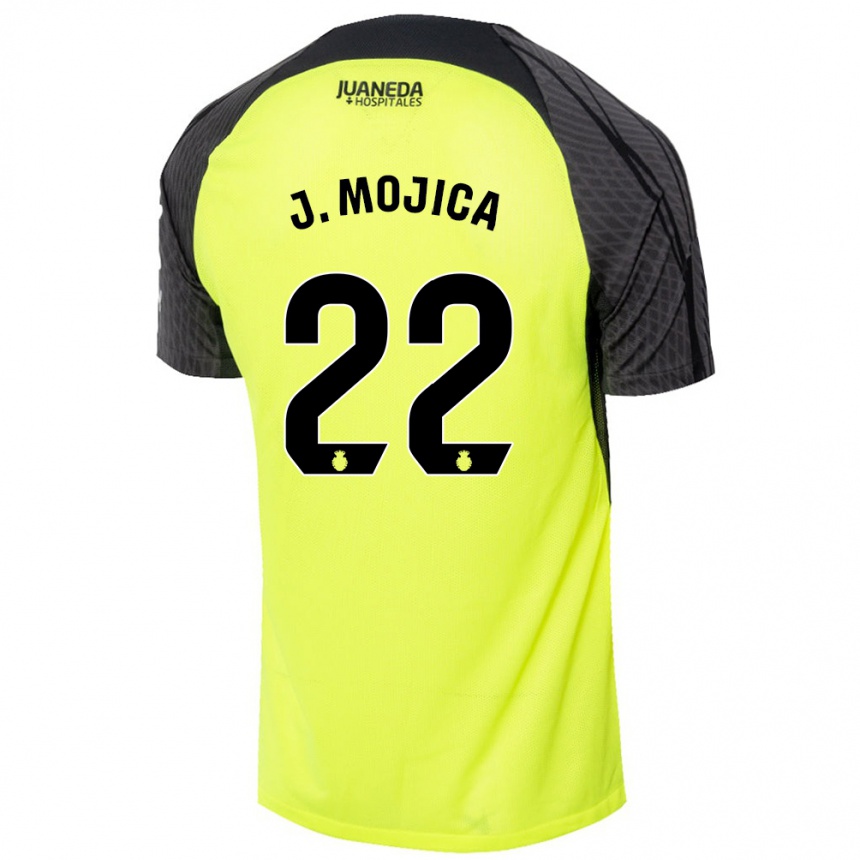 Niño Fútbol Camiseta Johan Mojica #22 Verde Fluorescente Negro 2ª Equipación 2024/25