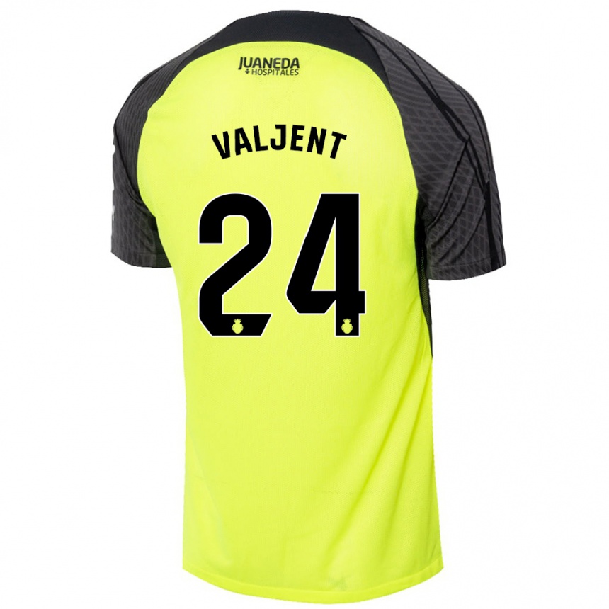 Niño Fútbol Camiseta Martin Valjent #24 Verde Fluorescente Negro 2ª Equipación 2024/25