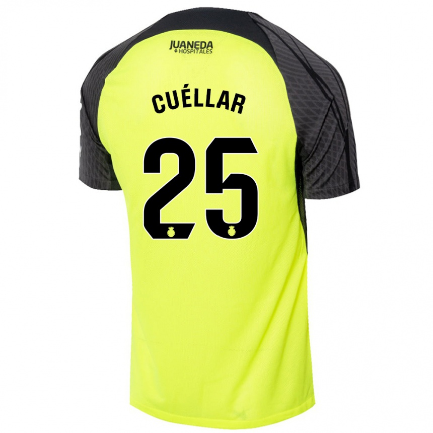 Niño Fútbol Camiseta Iván Cuéllar #25 Verde Fluorescente Negro 2ª Equipación 2024/25