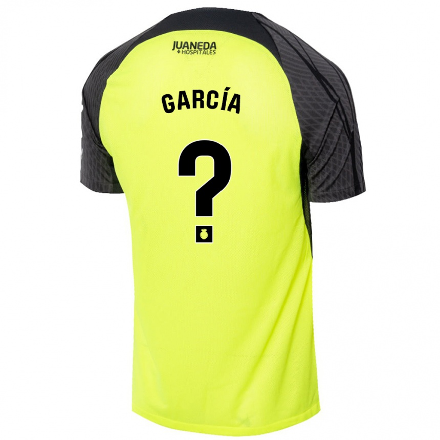 Niño Fútbol Camiseta Pere García #0 Verde Fluorescente Negro 2ª Equipación 2024/25