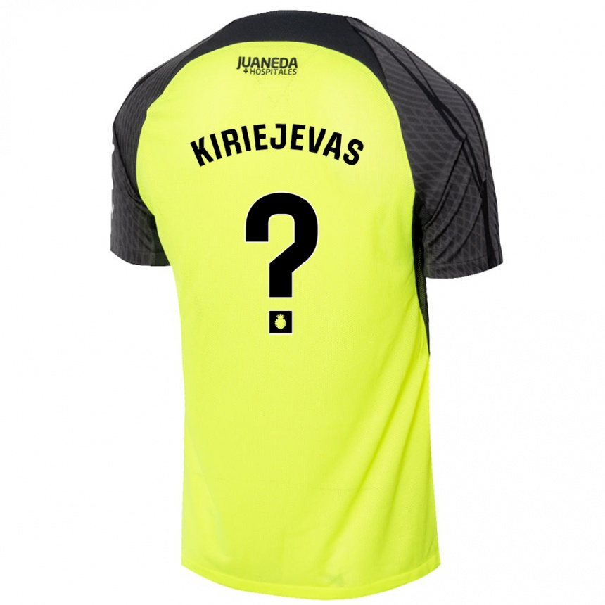 Niño Fútbol Camiseta Rimvydas Kiriejevas #0 Verde Fluorescente Negro 2ª Equipación 2024/25