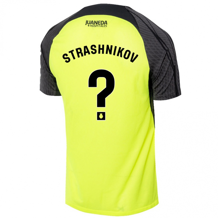 Niño Fútbol Camiseta Nikolay Strashnikov #0 Verde Fluorescente Negro 2ª Equipación 2024/25