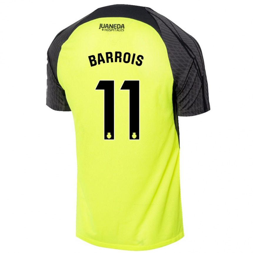 Niño Fútbol Camiseta Eliott Barrois #11 Verde Fluorescente Negro 2ª Equipación 2024/25