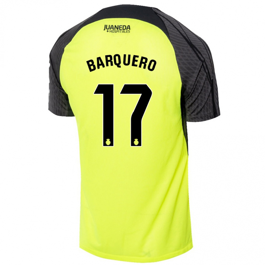 Niño Fútbol Camiseta Adrián Barquero #17 Verde Fluorescente Negro 2ª Equipación 2024/25