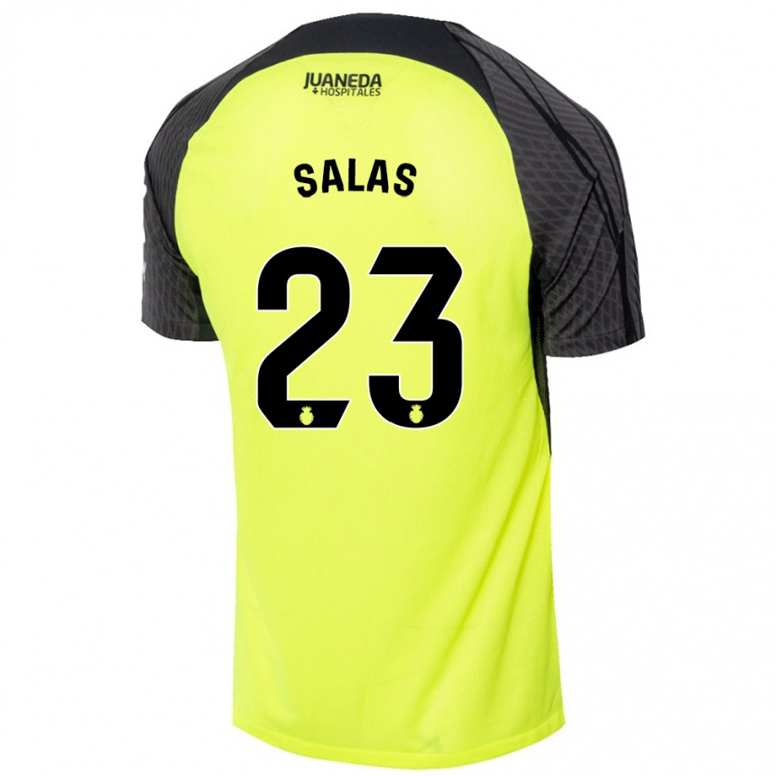 Niño Fútbol Camiseta Jan Salas #23 Verde Fluorescente Negro 2ª Equipación 2024/25