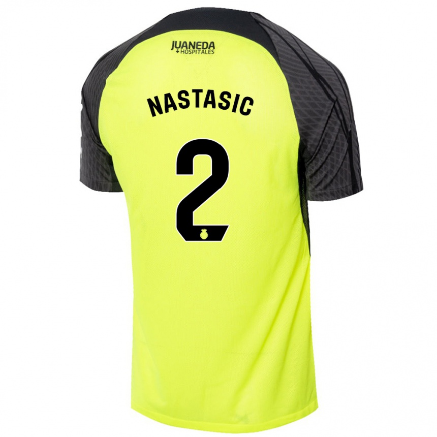 Niño Fútbol Camiseta Matija Nastasic #2 Verde Fluorescente Negro 2ª Equipación 2024/25