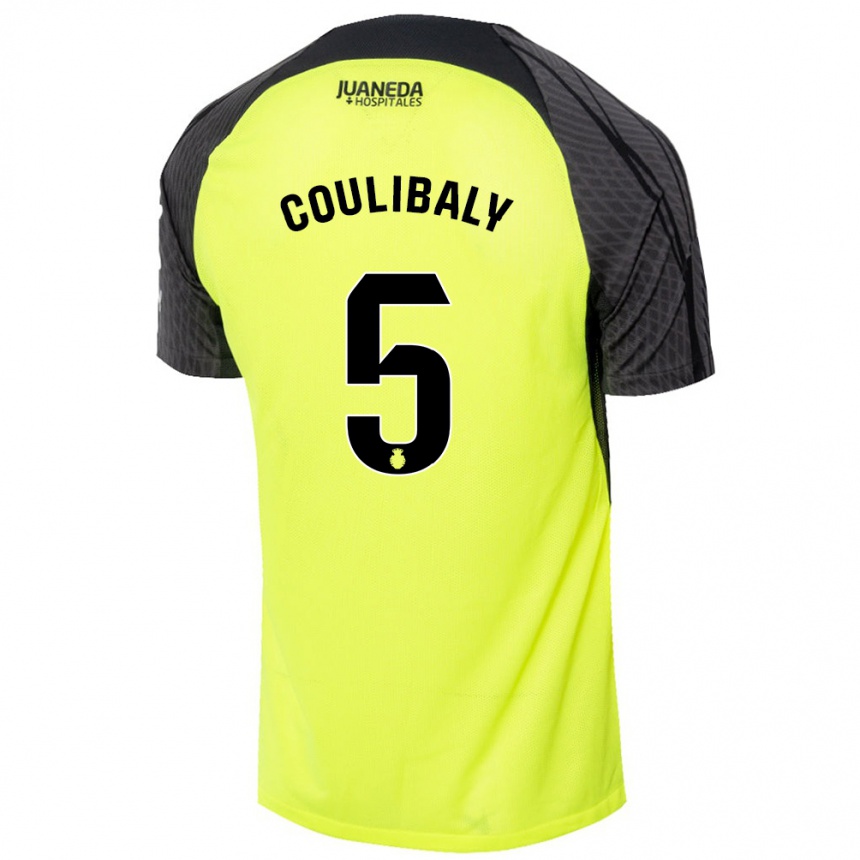 Niño Fútbol Camiseta Habib Anas Coulibaly #5 Verde Fluorescente Negro 2ª Equipación 2024/25