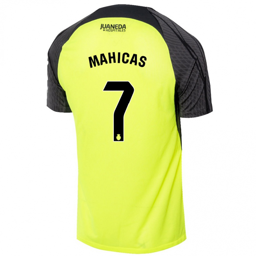 Niño Fútbol Camiseta Julián Mahicas #7 Verde Fluorescente Negro 2ª Equipación 2024/25