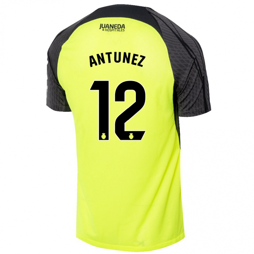 Niño Fútbol Camiseta Yahir Antúnez #12 Verde Fluorescente Negro 2ª Equipación 2024/25