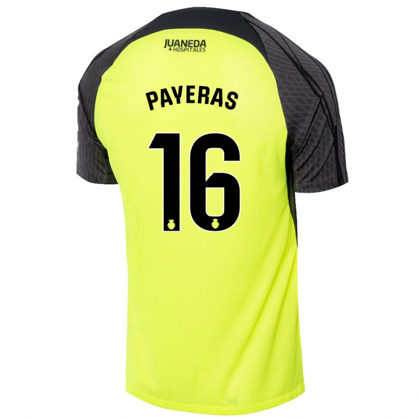 Niño Fútbol Camiseta Martí Payeras #16 Verde Fluorescente Negro 2ª Equipación 2024/25