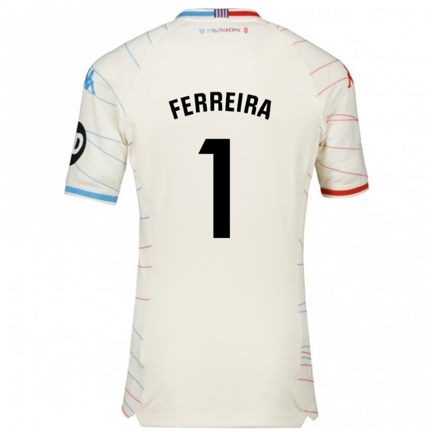 Niño Fútbol Camiseta André Ferreira #1 Blanco Rojo Azul 2ª Equipación 2024/25