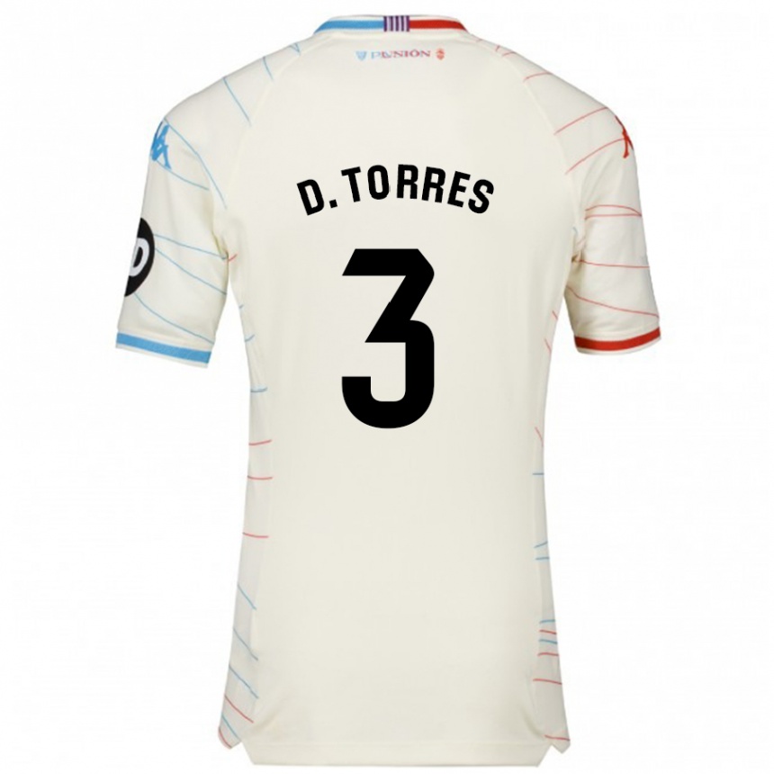 Niño Fútbol Camiseta David Torres #3 Blanco Rojo Azul 2ª Equipación 2024/25